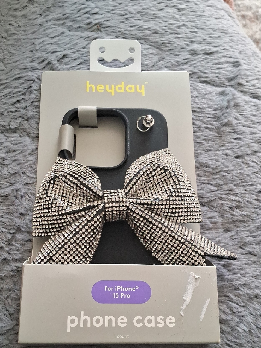 Heyday iPhone 15 Pro Case with Rhinestone Bow - Black & Silver🌹🌹🌹🌹